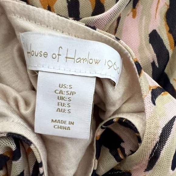 House of Harlow 1960 Cut Out Mesh Maxi Dress Small Pink Black Animal Print - Picture 5 of 11